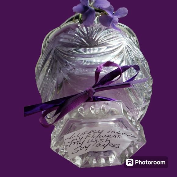 SOLD Candle 2 Soy-Wax Lucky in Love My Wish my Flower petals blended New Purples - Picture 8 of 8